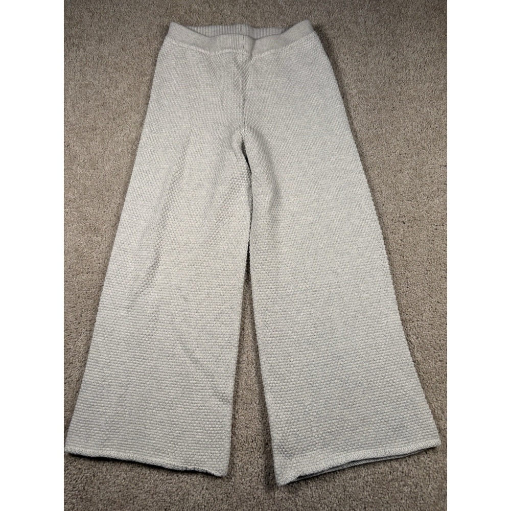 Free People Hailee Waffle Knit Wide Leg Pants XS Gray Beach Thermal Lounge Boho